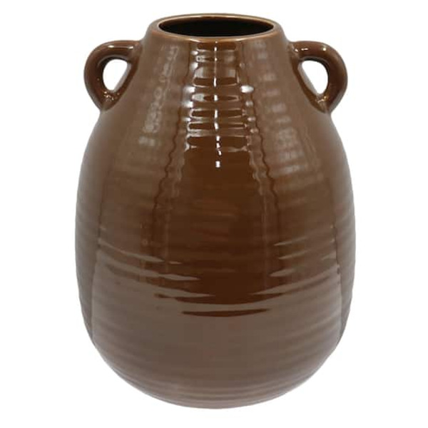 Ashland Ceramic Tabletop Vase, L - Dark Brown