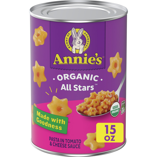 Annie's Organic All Stars, Canned Pasta in Tomato & Cheese Sauce