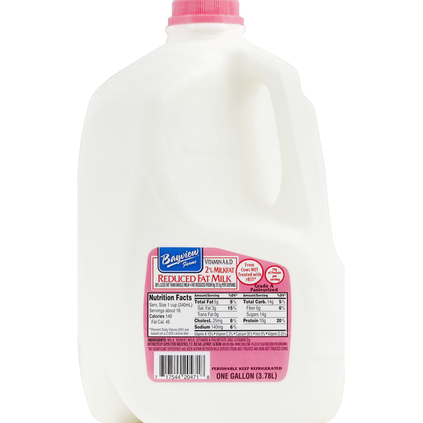 milkページ Bayview Farms Milk, Reduced Fat, 2% Milkfat Same-Day Delivery or