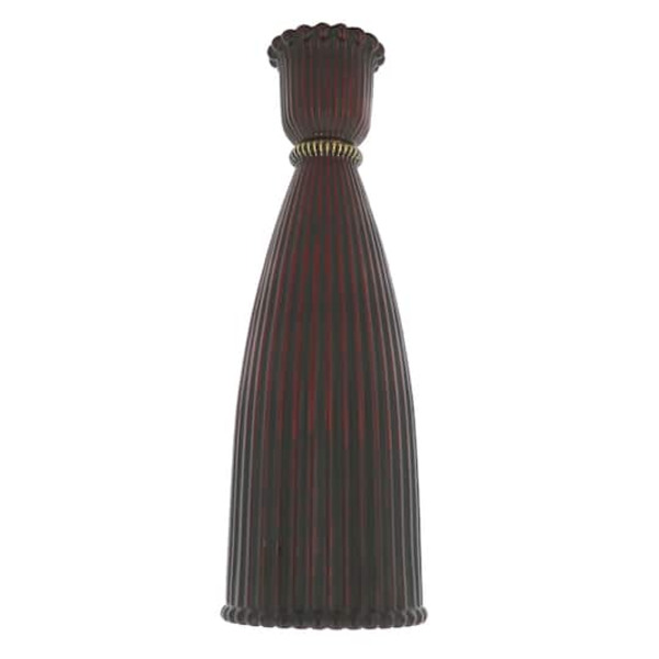 Ashland Fluted Glass Taper Candle Holder - Dark Red
