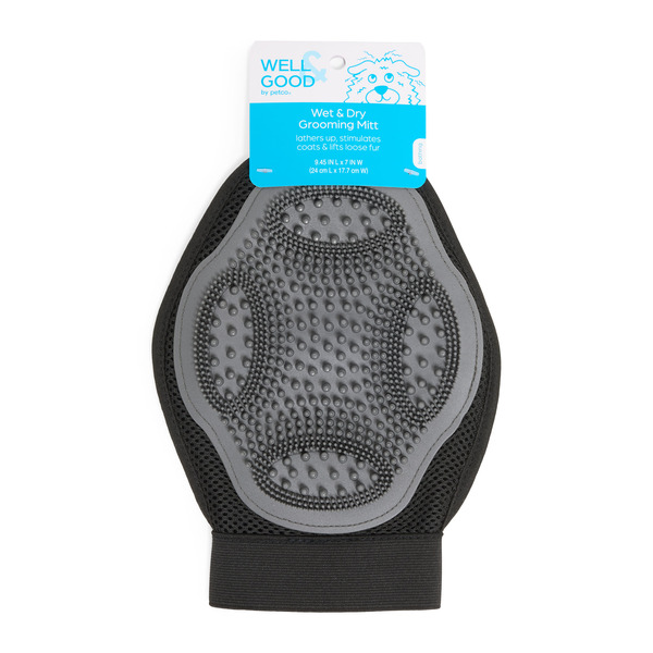 Well & Good Wet & Dry Dog Grooming Mitt - Grey