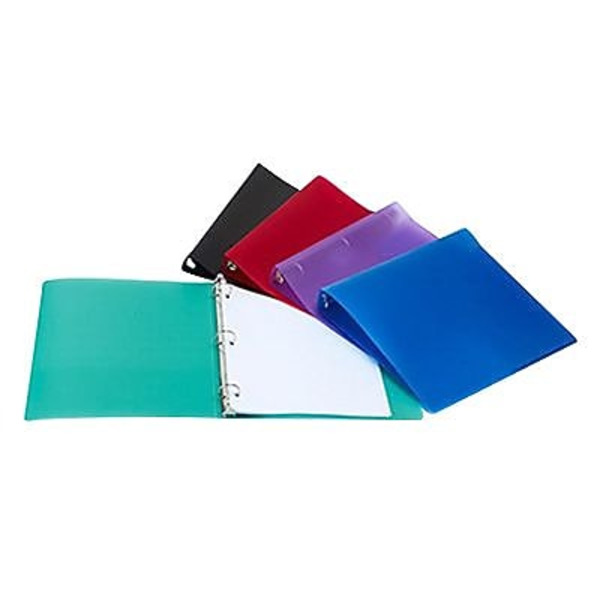 Storex 19193-CC 1/2" 3 Ring Assorted Colors Flexible Standard Poly Binder