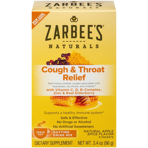 Zarbee's Naturals Cough & Throat Relief Daytime Hot Drink Mix, Natural