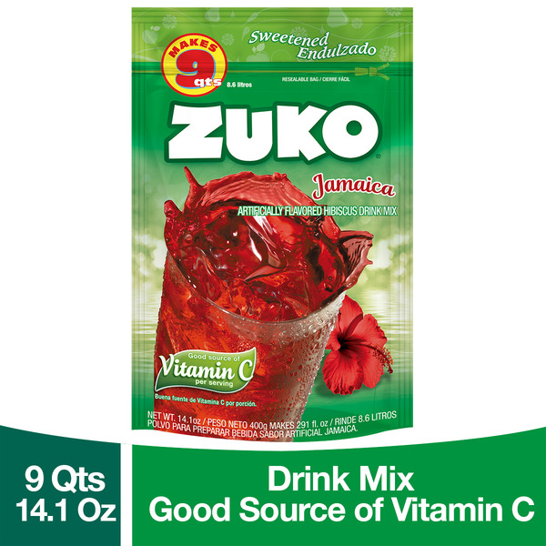 ZUKO Jamaica Sweetened Drink Mix, Resealable Pack