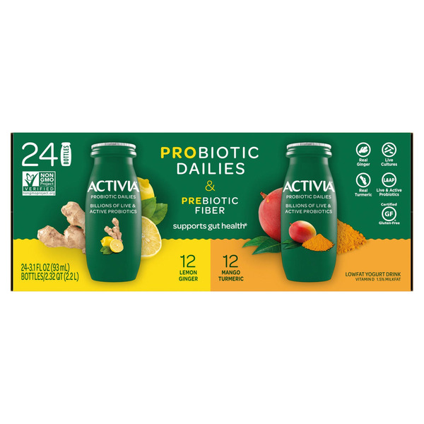 Activia Probiotic Dailies Low Fat Yogurt Drink Variety Pack 3.1 oz, 24-count
