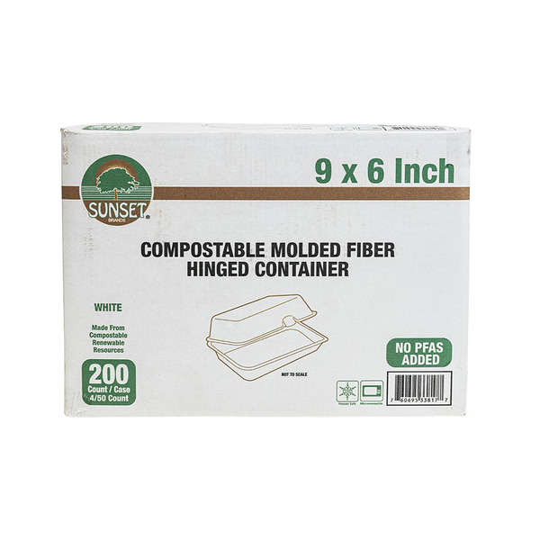 Hubei - Hinged White Container - 9x6, 200ct