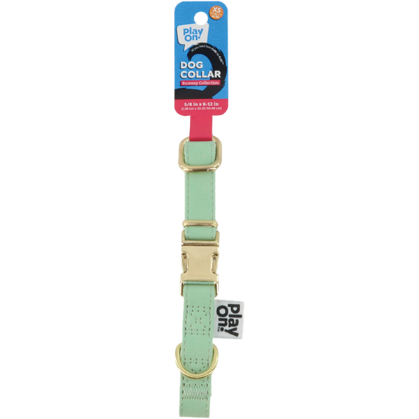 Play On Faux Leather Dog Collar, XS - Mint