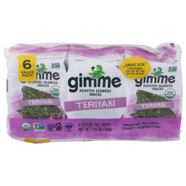 Gimme Health Foods Organic Teriyaki Roasted Seaweed 6 Pack