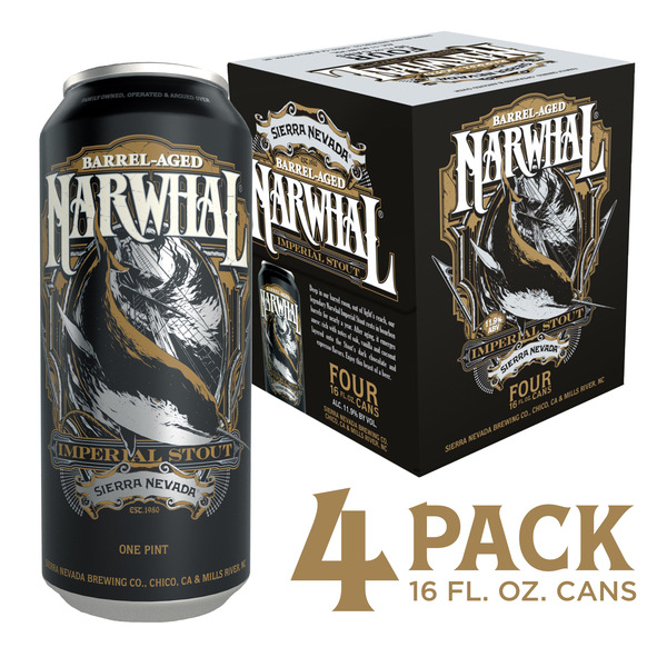 Sierra Nevada Barrel Aged Narwhal Imperial Stout Craft Beer 4 Pack