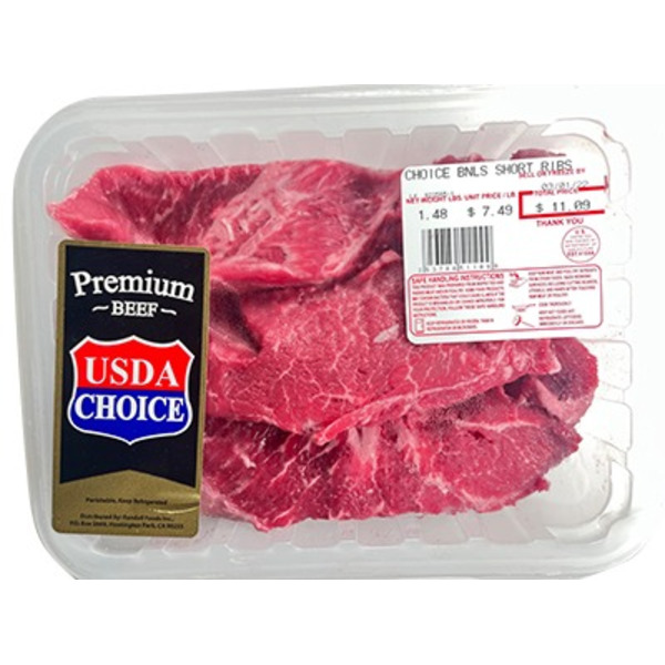 Randall Foods Boneless Choice Beef Short Ribs