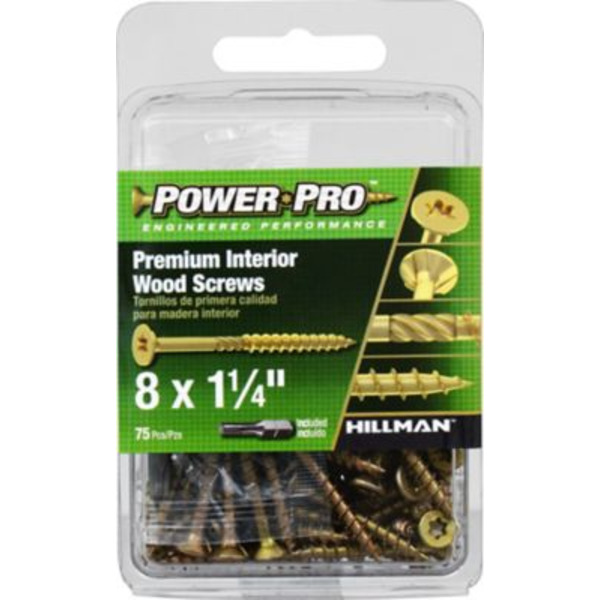 Hillman #8 x 1-1/4 in. Power Pro Premium Interior Wood Screws, 75-Pack