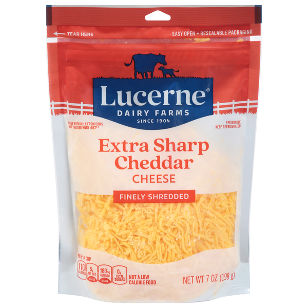Lucerne Finely Shredded Cheese, Extra Sharp Cheddar