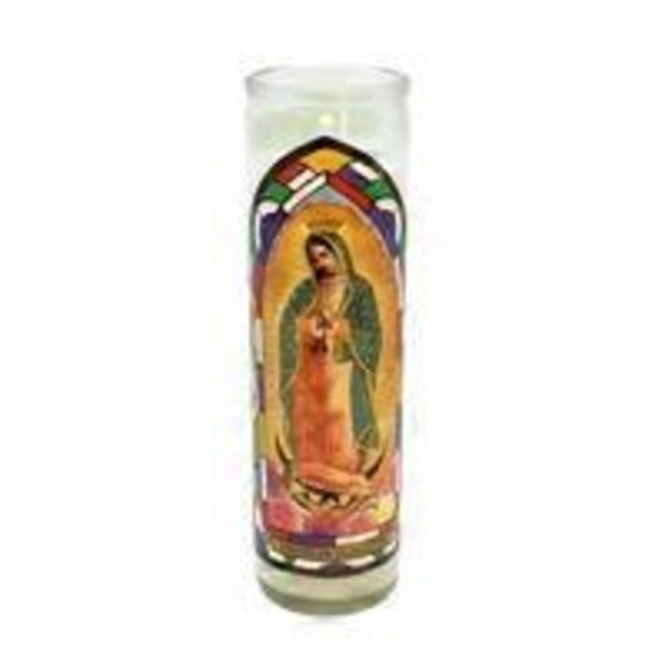 Continental Candle Virgen De Guadalupe Unscented White Wax Jar