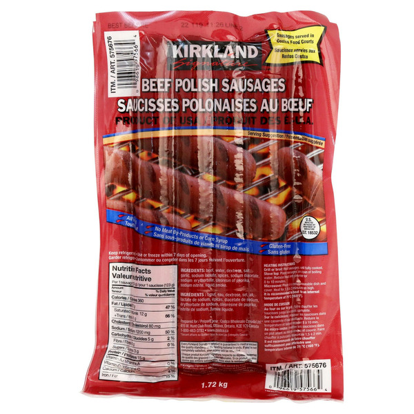 Costco Kirkland Signature 10T5H ECSL60 WCSL60 Polish Sausage SameDay