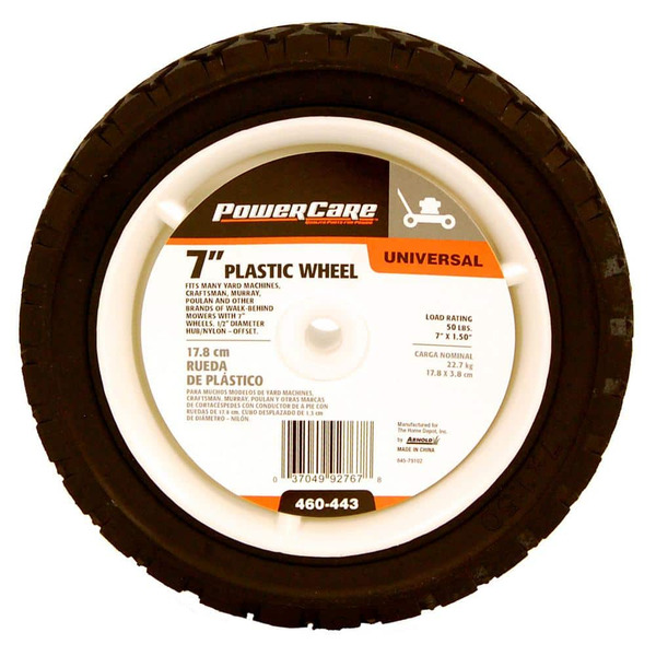 Powercare 7 In. X 1.5 In. Universal Plastic Wheel For Lawn Mowers