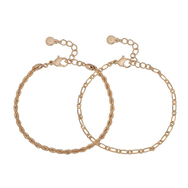 LC Lauren Conrad Women's Rope & Curb Chain Bracelet Set - Gold Tone