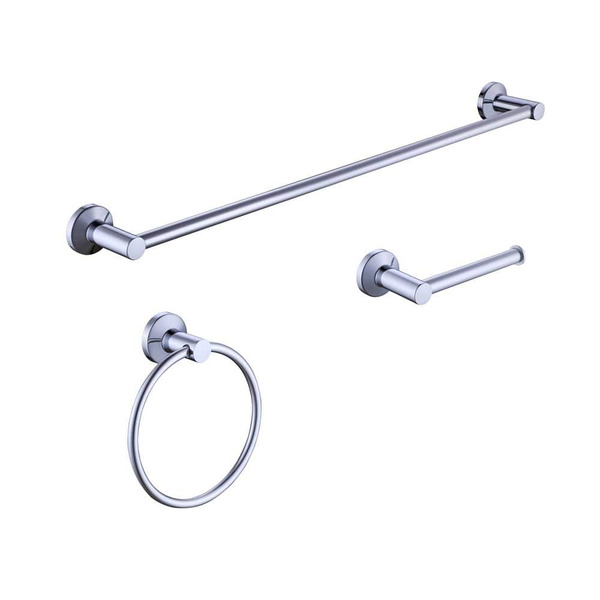 Glacier Bay Dorind 3-piece Bath Hardware Set Included 24 In. Towel Bar, Towel Ring And Toilet Paper Holder In Chrome