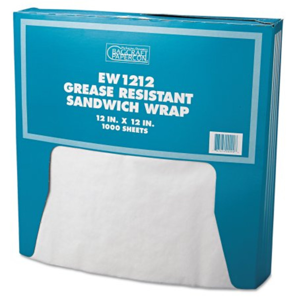 Bagcraft - EW1212 - 12X12 White Wrap Grease Resistant Sheets - 1000 ct