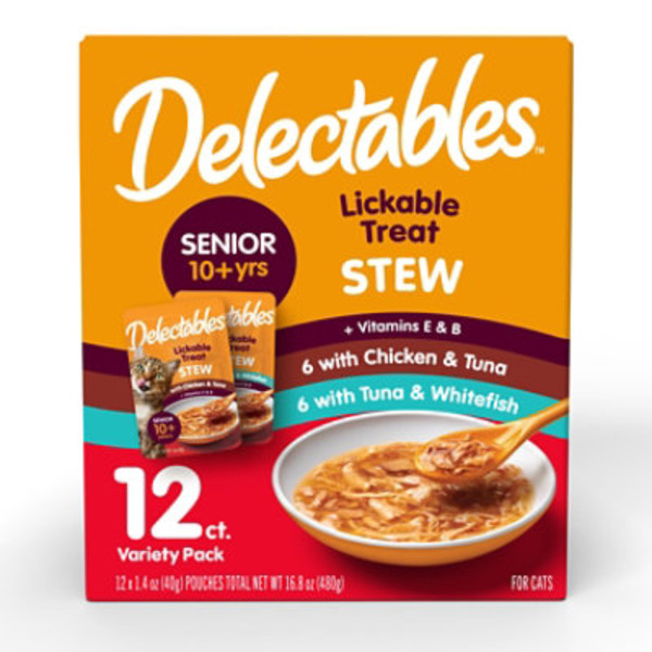 Delectables Chicken & Tuna Stew & Tuna & Whitefish Stew Lickable Treats for Cats