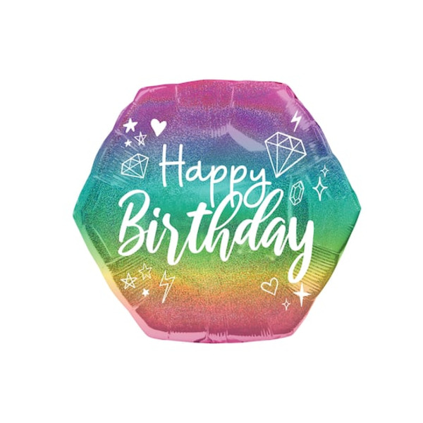 Amscan INFLATED SuperShape 23" Holographic Sparkle Birthday Foil Balloon