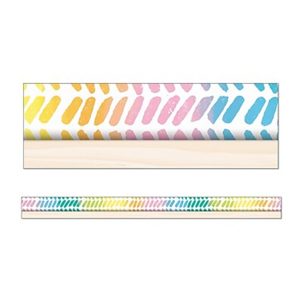 Carson Dellosa Education Creatively Inspired of Watercolor Chevron Bulletin Board Borders, Straight Watercolor Rainbow Classroom Borders for Bulletin Board, Bright & Colorful Classroom Décor