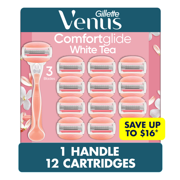 Venus ComfortGlide White Tea Women's Razor Handle + 12 Scented