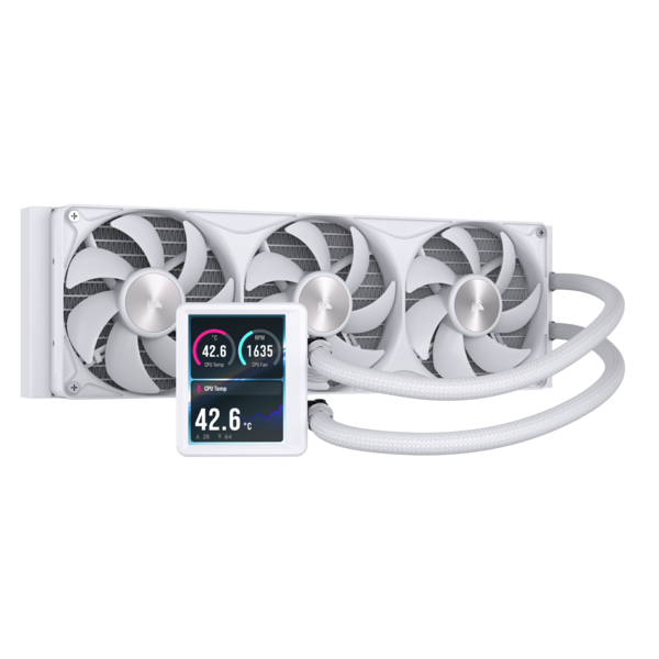 CORSAIR Nautilus II RS LCD Liquid CPU Cooler, 3.5 in IPS LCD, FlowDrive 2S Pump & RS II Unified Frame Fans - White