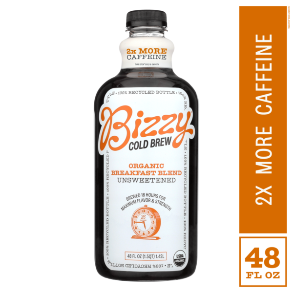 Bizzy Organic Cold Brew Coffee, Breakfast Blend, Unsweetened