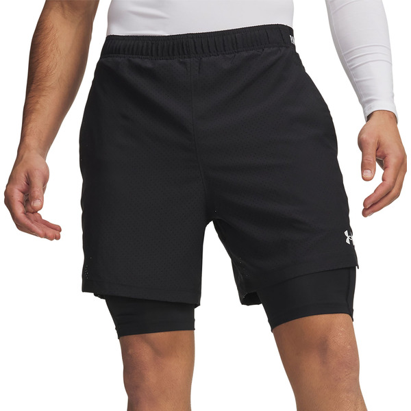 Under Armour Men's Vanish 2.0 Woven 2-in-1 Shorts, L - Black/White