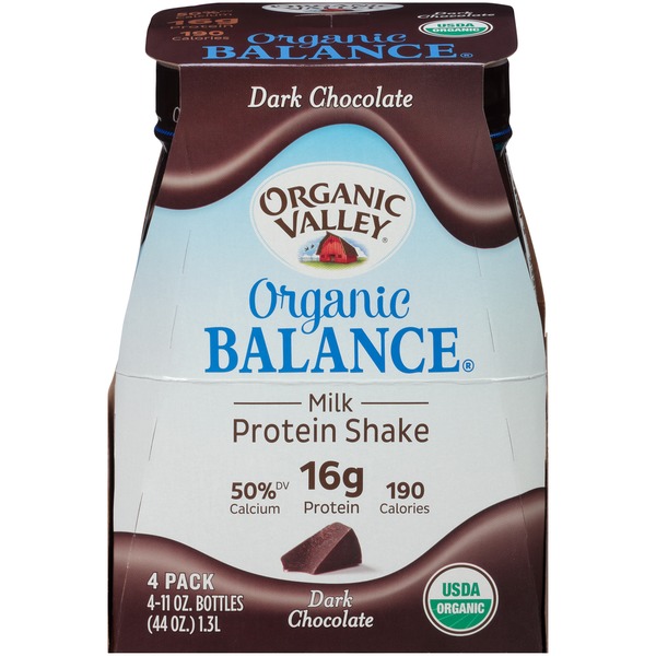 Organic Valley Milk Protein Shake, Dark Chocolate, 4 Pack (11 oz) Instacart