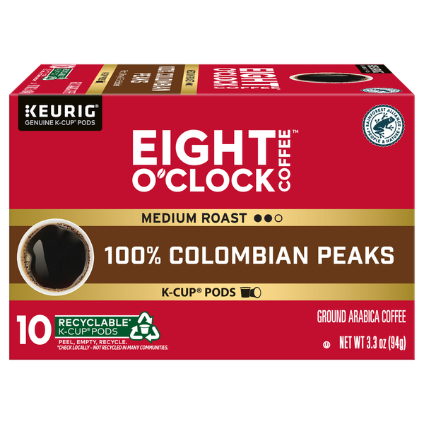 Eight O'Clock K-Cup Pods Ground Medium Roast 100% Colombian Peaks