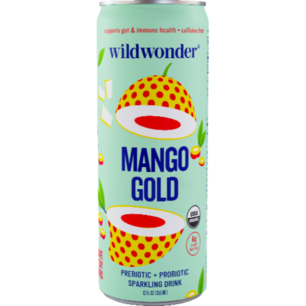 Wild Wonder Organic Mango Gold Prebiotic + Probiotic Drink Sparkling Drink