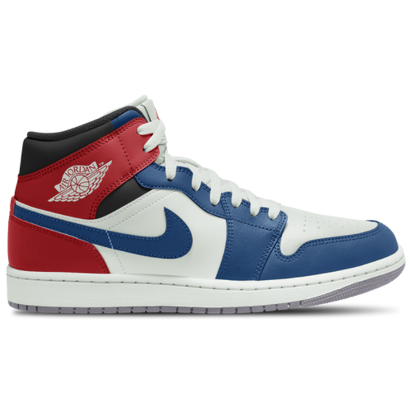 Jordan Men's AJ 1 Mid Basketball Shoes, Size 8 - True Blue/Summit White/Red