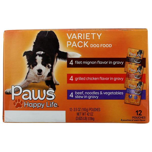 Paws Happy Life Variety Pack Dog Food Pouches Same-Day Delivery or