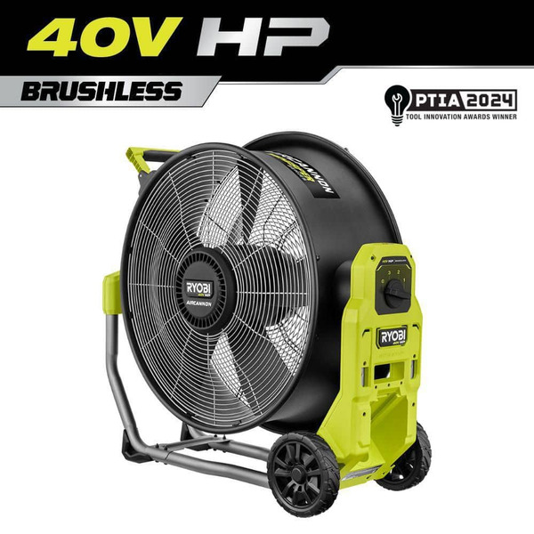 Ryobi 40v Hp Brushless Cordless Hybrid Whisper Series 20 In. Air Cannon Fan (tool Only)