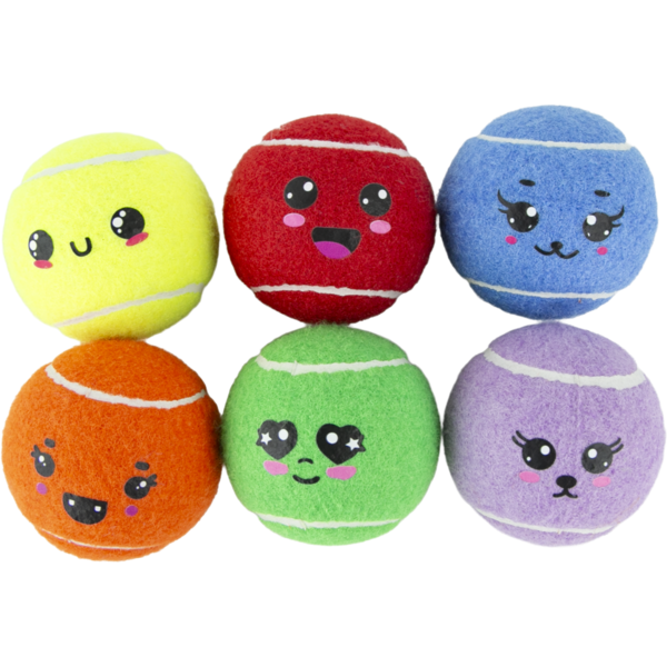 Play On Squeaky Faces Tennis Ball Dog Toy