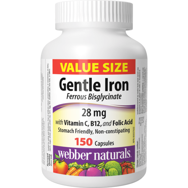 Webber Naturals Gentle Iron with Vitamin C, B12, and Folic Acid
