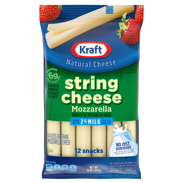 Kraft String Cheese Mzarella Cheese Snacks with 2% Milk, 12 ct