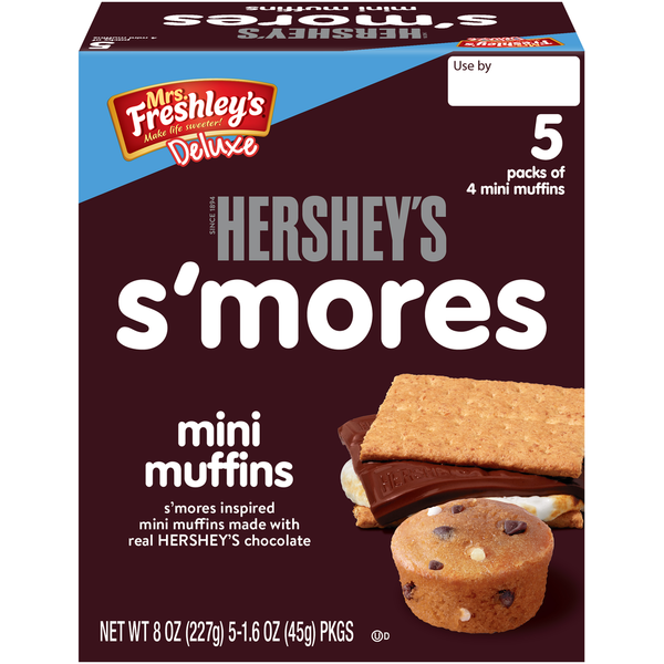 Mrs Freshleys Deluxe HERSHEY'S S'mores Mini Muffins, 5 Portable