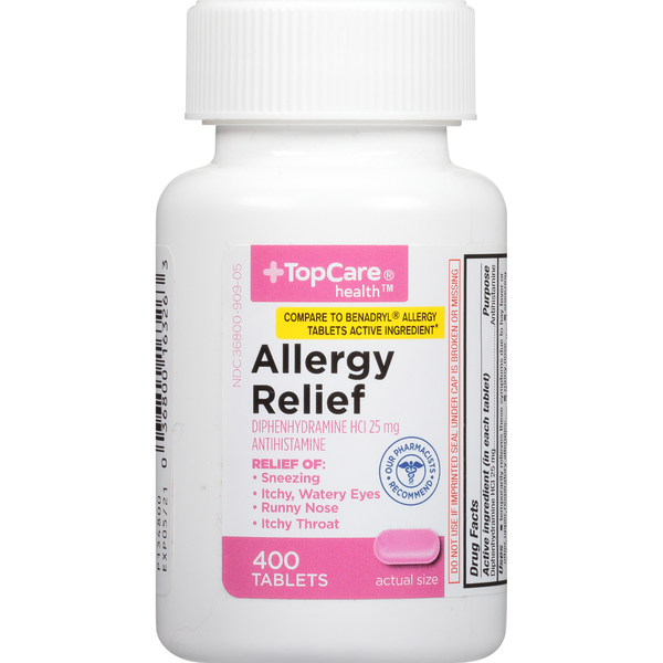 Top Care Allergy Relief Diphenhydramine Hcl 25 Mg Antihistamine