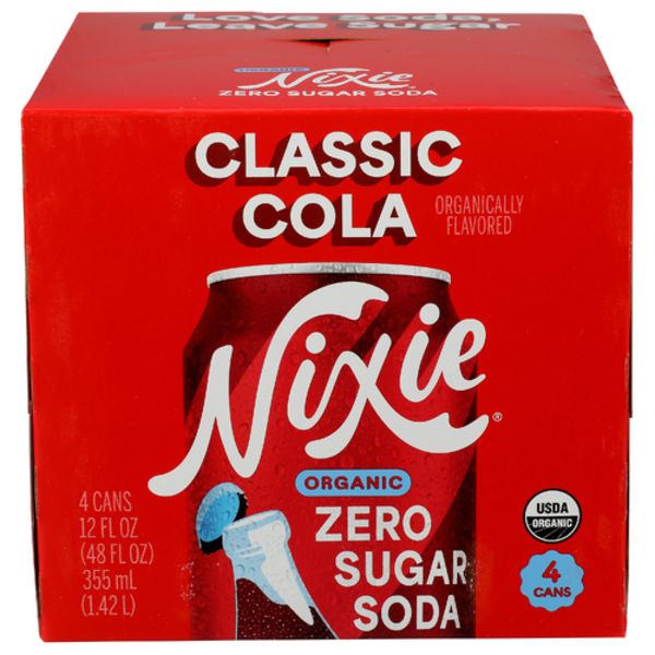 Nixie Sparkling Water Organic Classic Cola Zero Sugar Soda 4 Pack