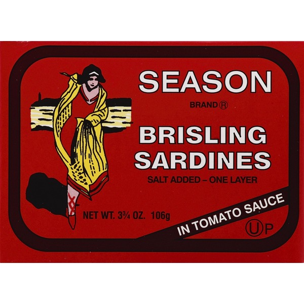 Season Brand Imported Sardines Lightly Smoked Brisling In Tomato Sauce