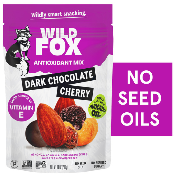 Wild Fox Dark Chocolate Cherry Antioxidant Trail Mix, No Seed Oils