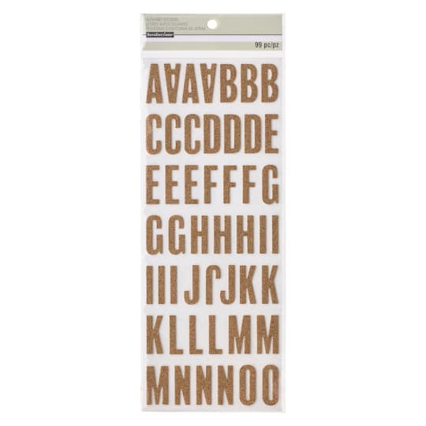 Recollections Rose Gold Glitter Alphabet Chipboard Stickers