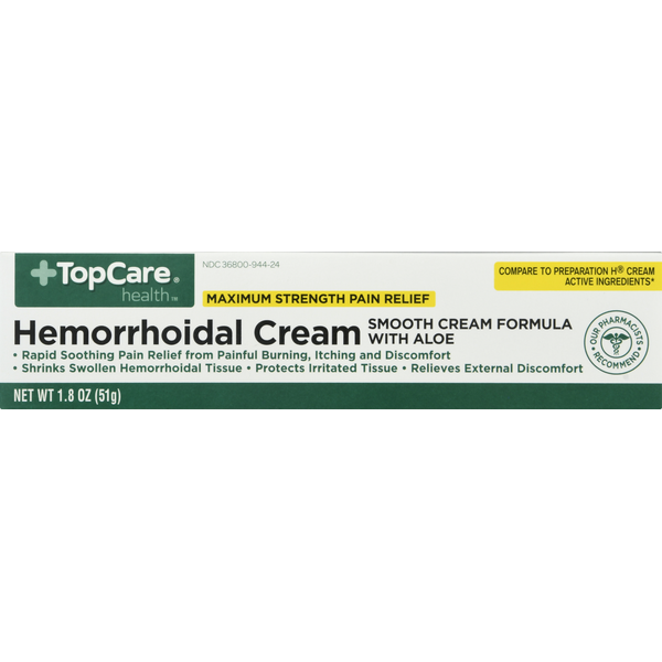 Top Care Hemorrhoidal Cream, Pain Relief, Maximum Strength, With Aloe
