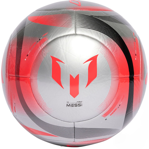 adidas Messi Club Soccer Ball, Size 3 - Iron Met, Lucid Red & Black