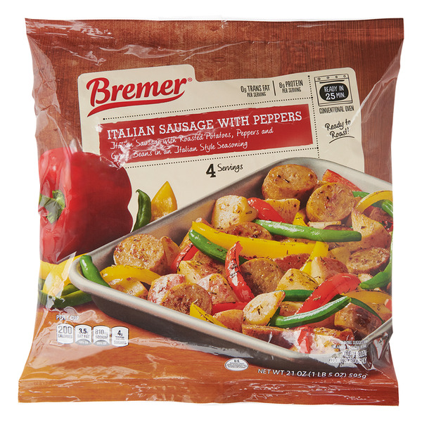Bremer Italian Sausage With Roasted Potatoes Peppers And Green