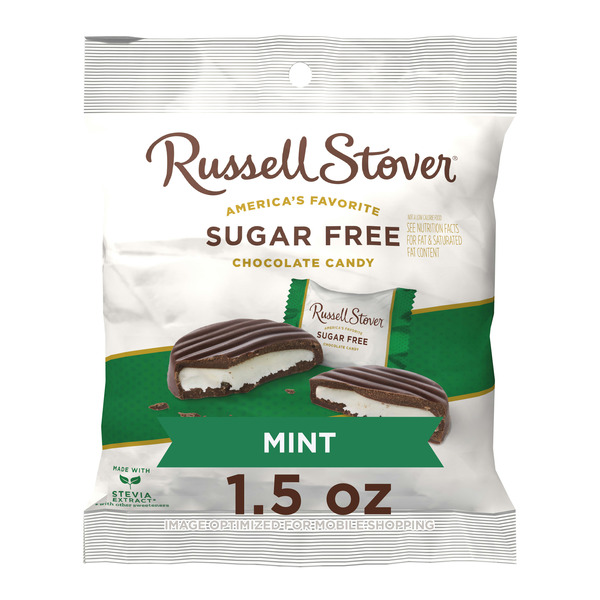 Russell Stover Sugar Free Dark Chocolate Mint Patties Candy Same