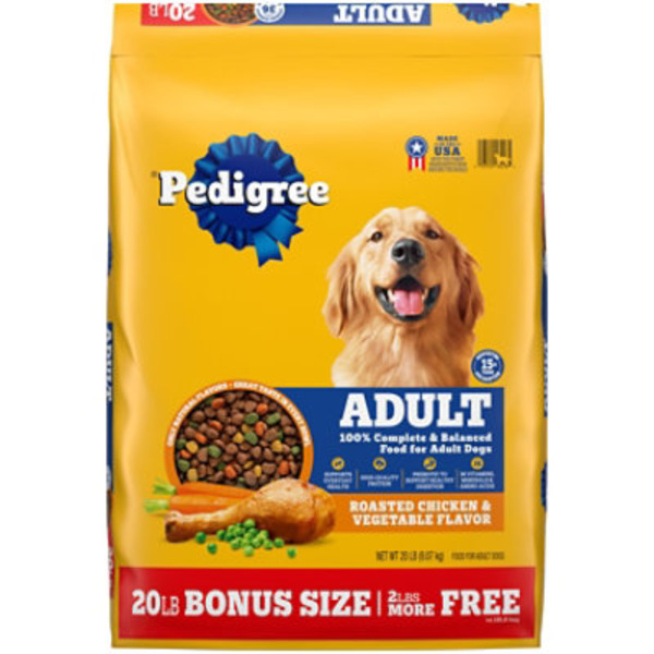 Pedigree Adult Dry Dog Food Roasted Chicken & Vegetable Flavor, 20 lb. Bag