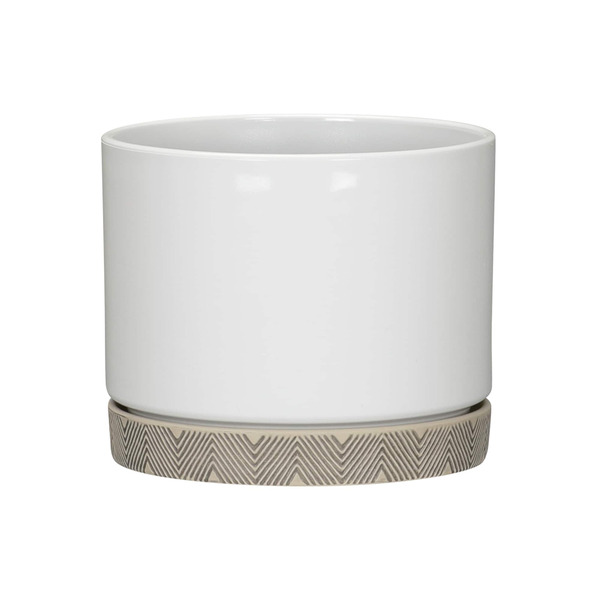 allen + roth 7.36-in W x 7.36-in L x 6.57-in H White Recycled plastic Round Indoor Self Watering Planter